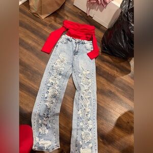 Distressed Light Blue Women's Jeans